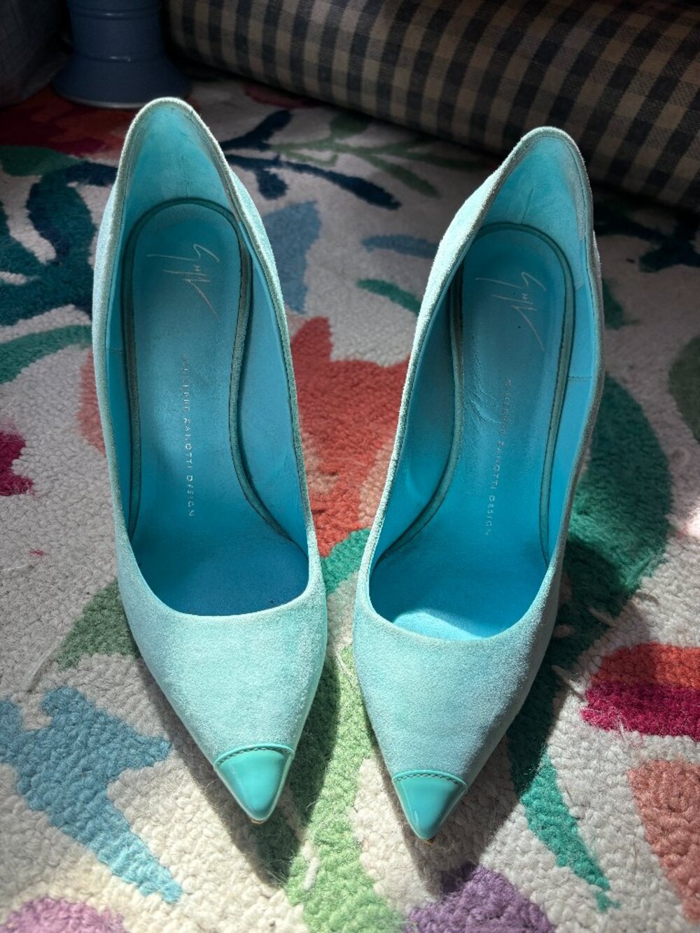 Aqua blue suede "Lucrezie"  Giuseppe Zanotti pumps in size 39